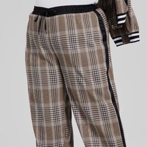 Nina Parker Plaid Pull-On Wide Leg Racing Stripe Pant Size 20W